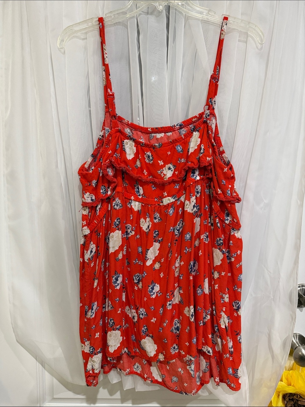 torrid Red-Orange Floral Spaghetti-Strap Camisole